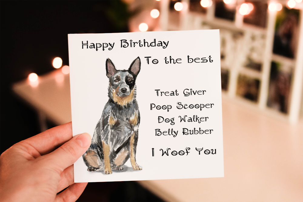 Australian Cattle Dog Birthday Card, Dog Birthday Card